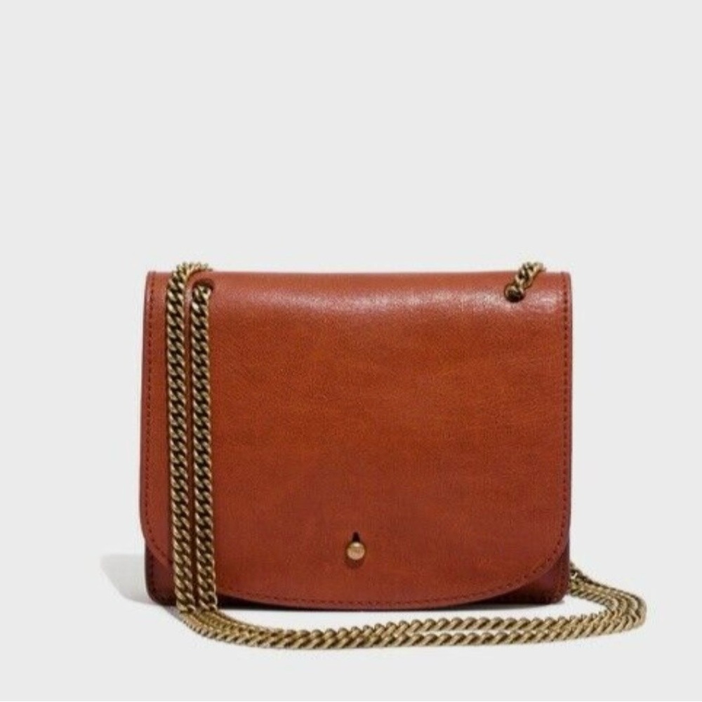 Madewell The Chain Crossbody Bag Small Brown Leather Purse